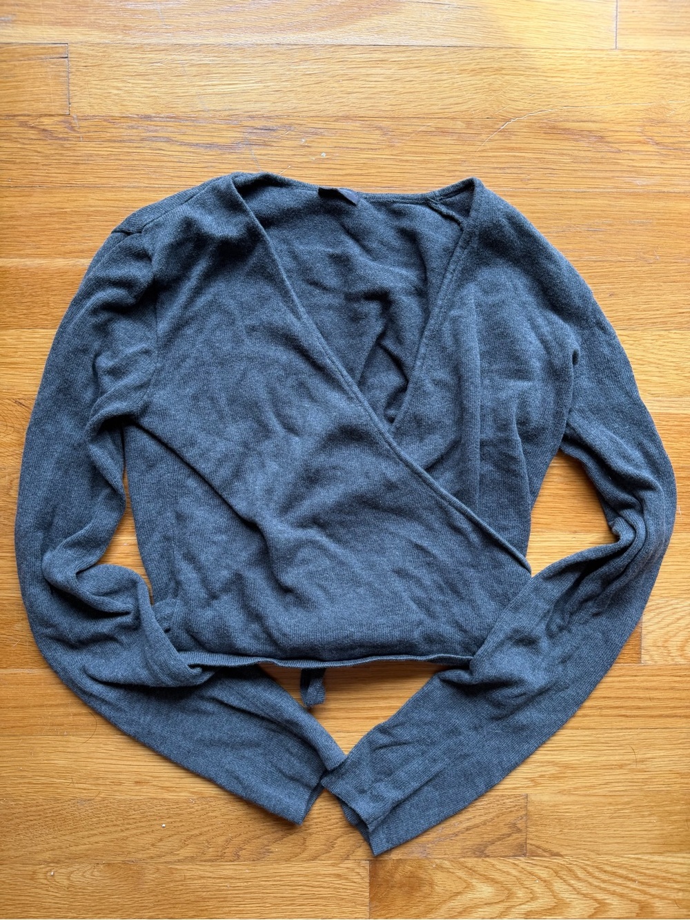 John Galt Coco Wrap Top Black Charcoal Long Sleeve - One Size